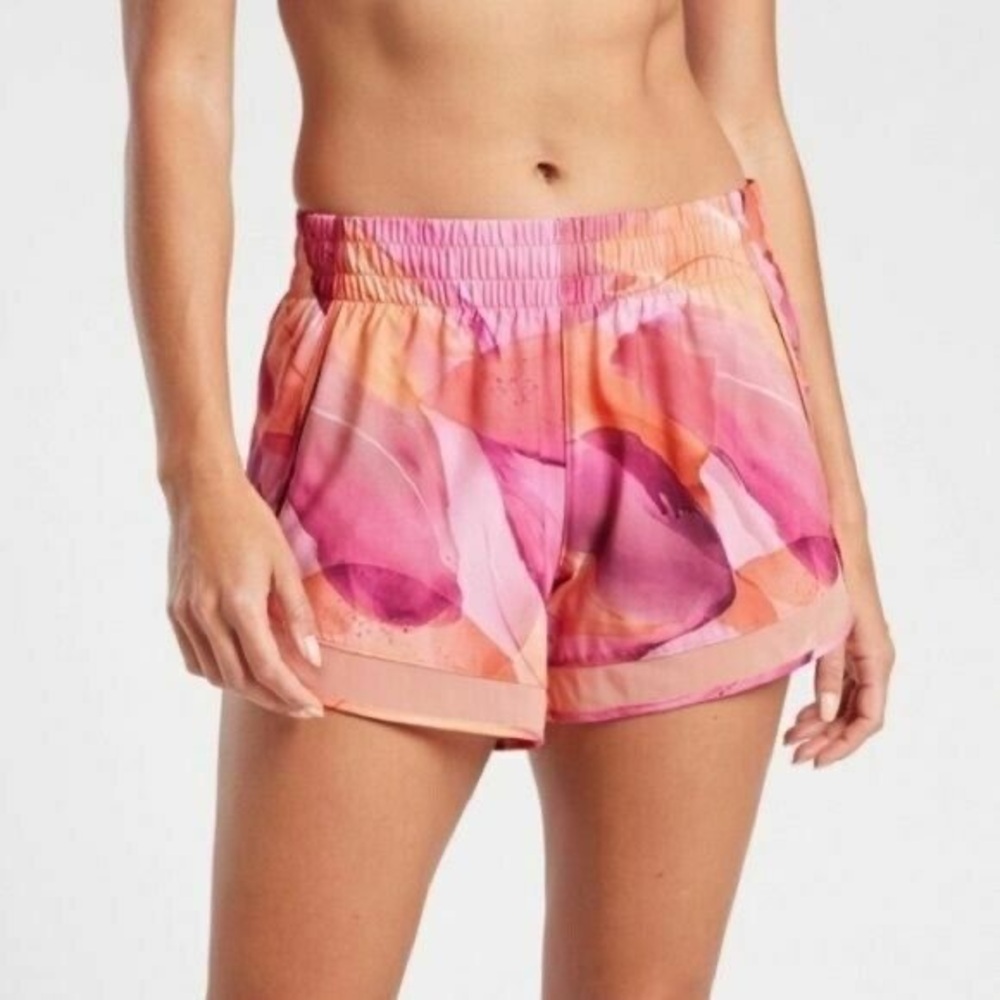 Athleta Mesh Lined Racer Run Shorts 4”